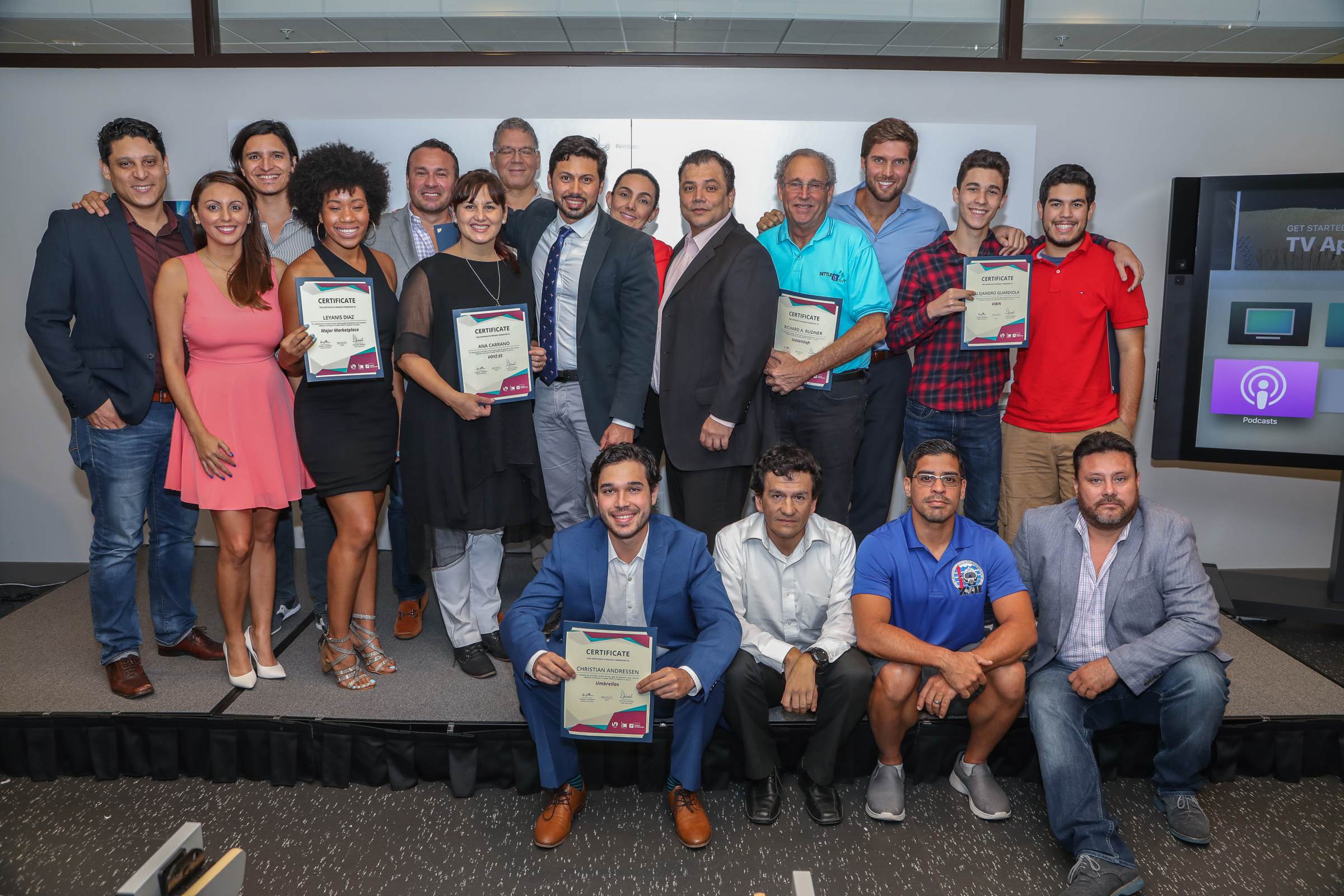 The CREATE cohort with their certificates on Demo Day
